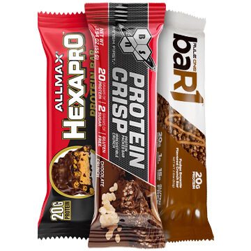 Bag of protein pop corn and protein bars