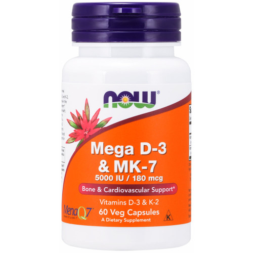 NOW Foods Mega D-3 & MK-7 60 VCaps