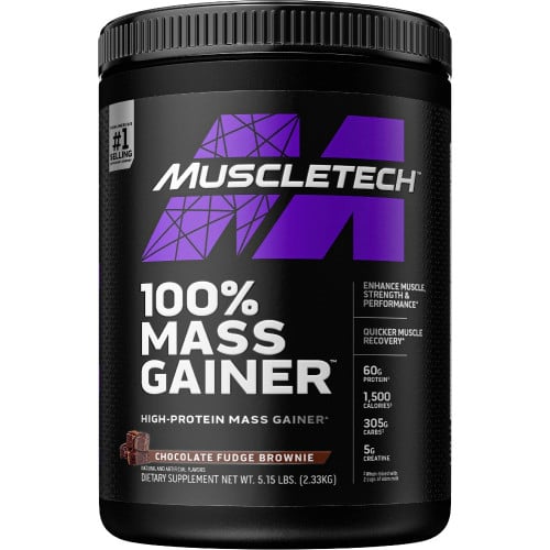 MuscleTech 100% Mass Gainer - 5.15lbs Chocolate Fudge Brownie