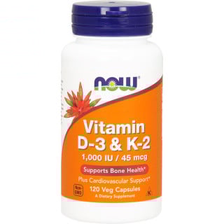 Now Foods Vitamin D-3 & K-2 1000IU/45mcg 120 VCaps
